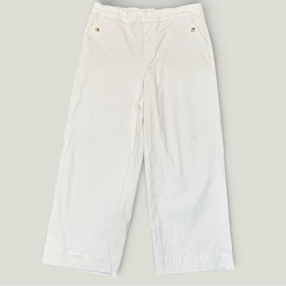 Spanx Pants Womens Size XL Wide Leg Stretch Slimming White Crop (26” Inseam)